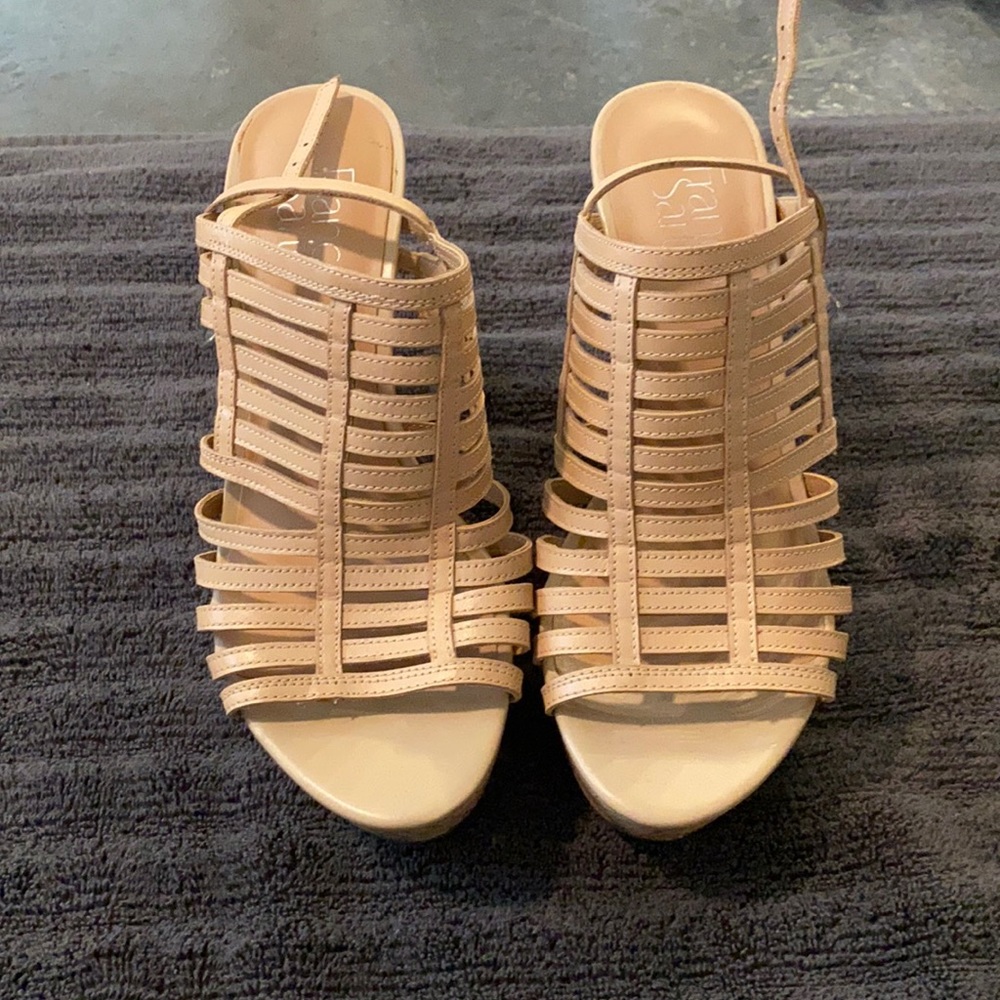 Strappy cork wedges